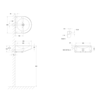 lavabo pour personnes handicapées | acier inoxydable | L 400 x P 390 x H 68/148 mm