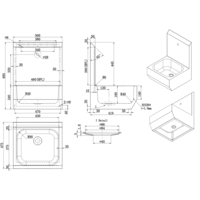 hygiëne wastafel van RVS | B 500 x D 475 x H 685 mm