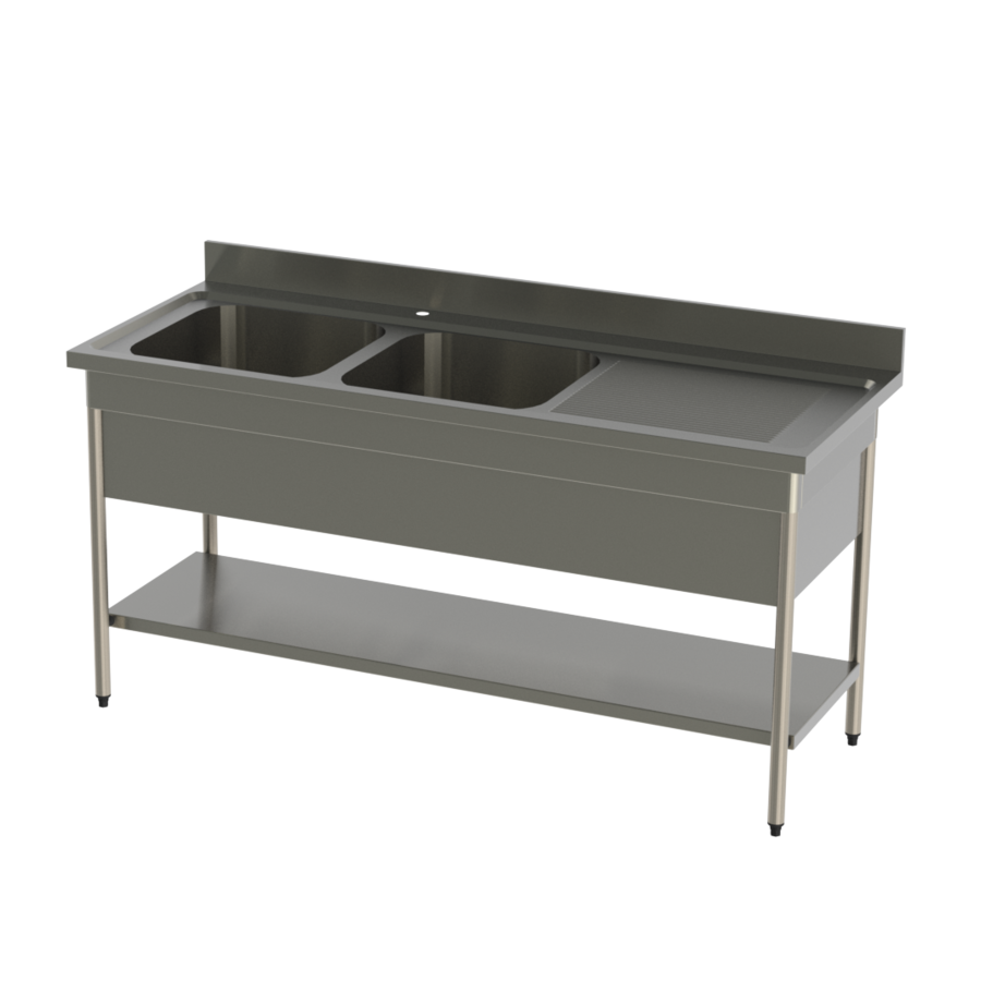 Stainless steel kitchen sink | W 1600 x D 700 x H 900