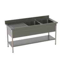 kitchen sink made of stainless steel | W 1600 x D 700 x H 900