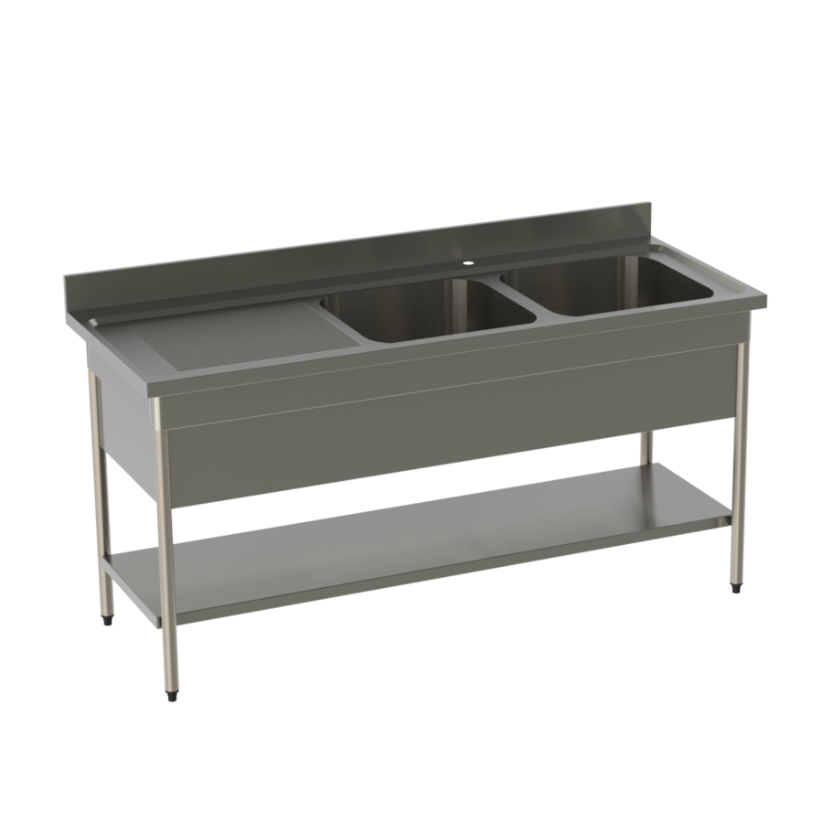 Stainless steel kitchen sink | W 1600 x D 700 x H 900