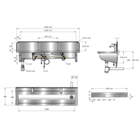 Washing trough | Stainless steel | Incl. taps | 6 formats