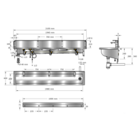 Washing trough | Stainless steel | Incl. taps | 6 formats