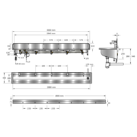 Washing trough | Stainless steel | Incl. taps | 6 formats