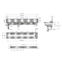 Extra brede wasbak | Incl. kranen | RVS | 6 formaten