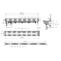 Washing trough | Stainless steel | Incl. taps | 6 formats