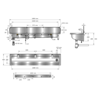 Washing trough | Stainless steel | Incl. taps | 6 formats