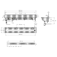 Washing trough | Stainless steel | Incl. taps | 6 formats