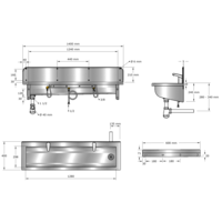 Wastrog | RVS | Incl. kranen  | 6 formaten