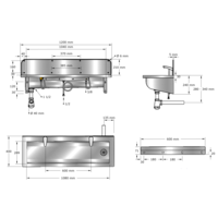 Washing trough | Stainless steel | Incl. taps | 6 formats