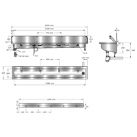 washing trough | Stainless steel | Incl. taps | 6 formats