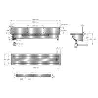 washing trough| Stainless steel | 1200 x 400 x 240 mm | 6 formats