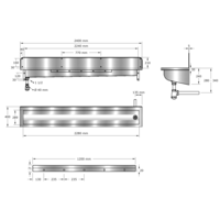 washing trough| Stainless steel | 1200 x 400 x 240 mm | 6 formats