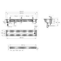 Washing trough | Stainless steel | Incl. infrared taps | 6 formats