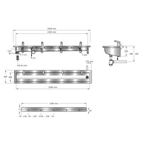 Washing trough | Stainless steel | Incl. infrared taps | 6 formats