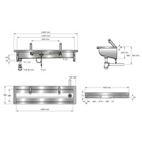 Washing trough | Stainless steel | 1200 x 400 x 240 mm | 6 formats