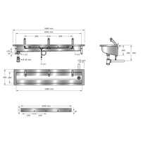 Wastrog | RVS | 1200 x 400 x 240 mm | 6 formaten