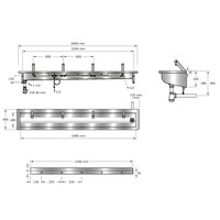 Washing trough | Stainless steel | 1200 x 400 x 240 mm | 6 formats