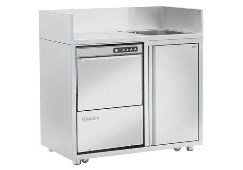  Bartscher Centre de rinçage mobile sur roues | 120x70x(h)120 cm | Acier inoxydable 