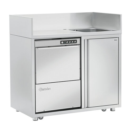  Bartscher Centre de rinçage mobile sur roues | 120x70x(h)120 cm | Acier inoxydable 