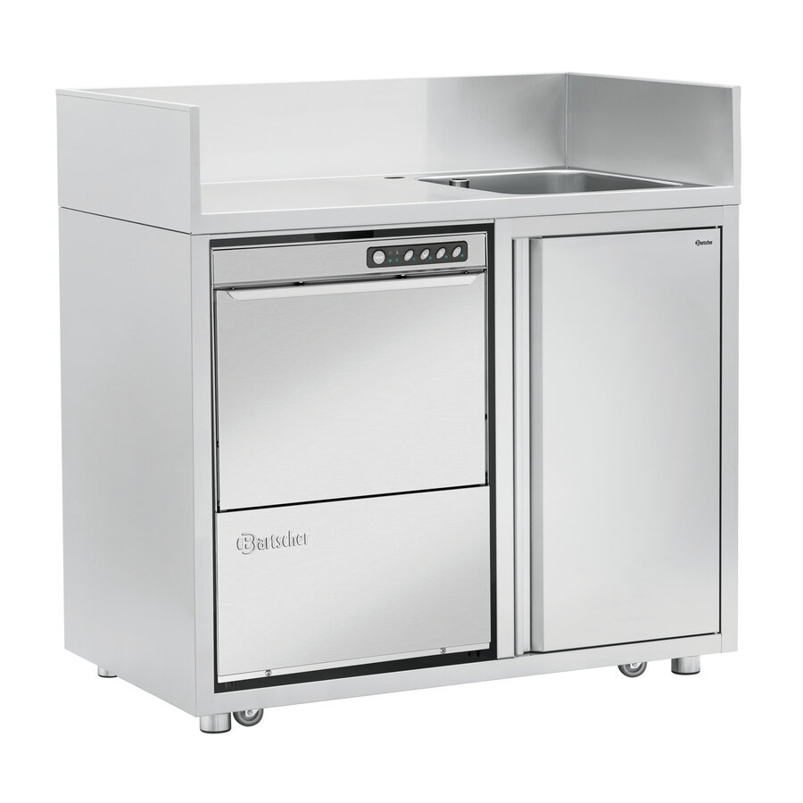 Mobile rinsing center on wheels | 120x70x(h)120 cm | stainless steel
