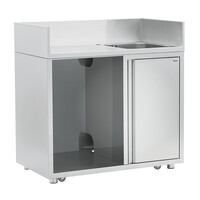 Centre de rinçage mobile sur roues | 120x70x(h)120 cm | Acier inoxydable
