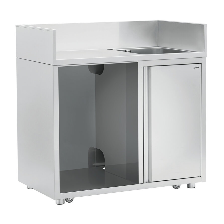 Mobile flushing center on wheels | 120x70x (h) 120 cm | Stainless steel