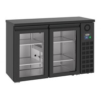 Refroidisseur de bar | Acier inoxydable | Noir | 2 portes vitrées | 550 x 1380 x 950 mm