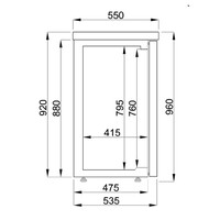 Refroidisseur de bar | Acier inoxydable | Noir | 2 portes vitrées | 550 x 1380 x 950 mm