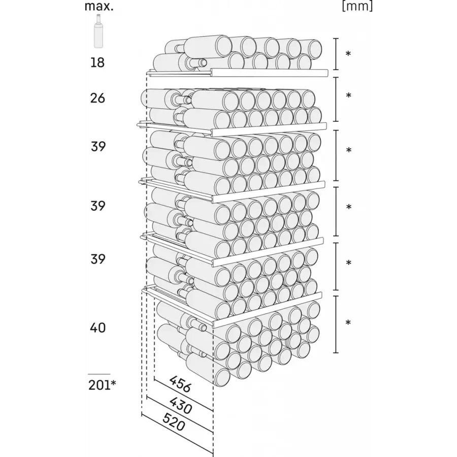 WKt 4552-22 wijnbewaarkast | +5ºC tot +20ºC | 436 liter | 200 flessen