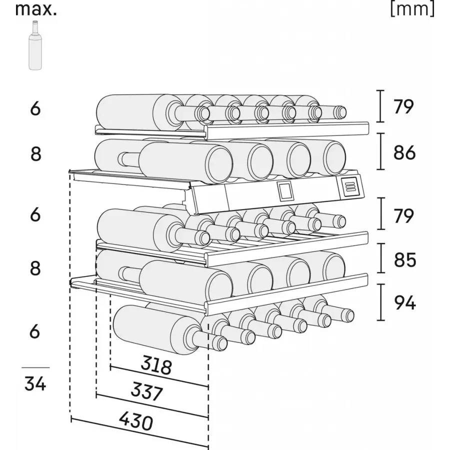 WTes 1672-22 Weinklimaschrank | +5ºC bis +20ºC | 95 Liter | 34 Flaschen