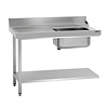 HorecaTraders Table d'alimentation | acier inoxydable | Évier | 1200x720x850 mm