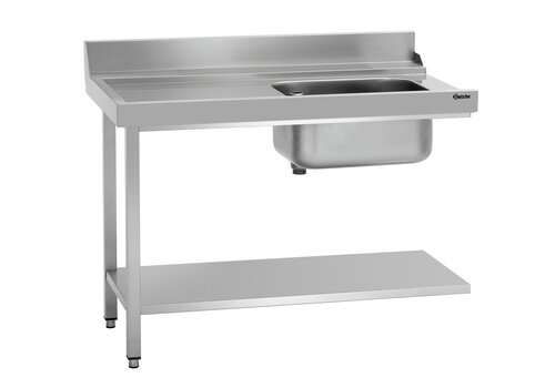  HorecaTraders Table d'alimentation | acier inoxydable | Évier | 1200x720x850 mm 