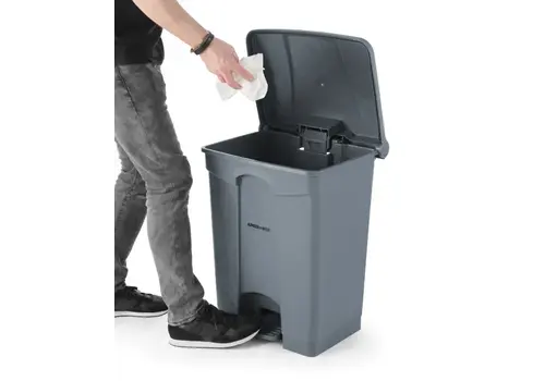  HorecaTraders Poubelle à pédale en plastique | gris | 68 litres | 2 tailles 