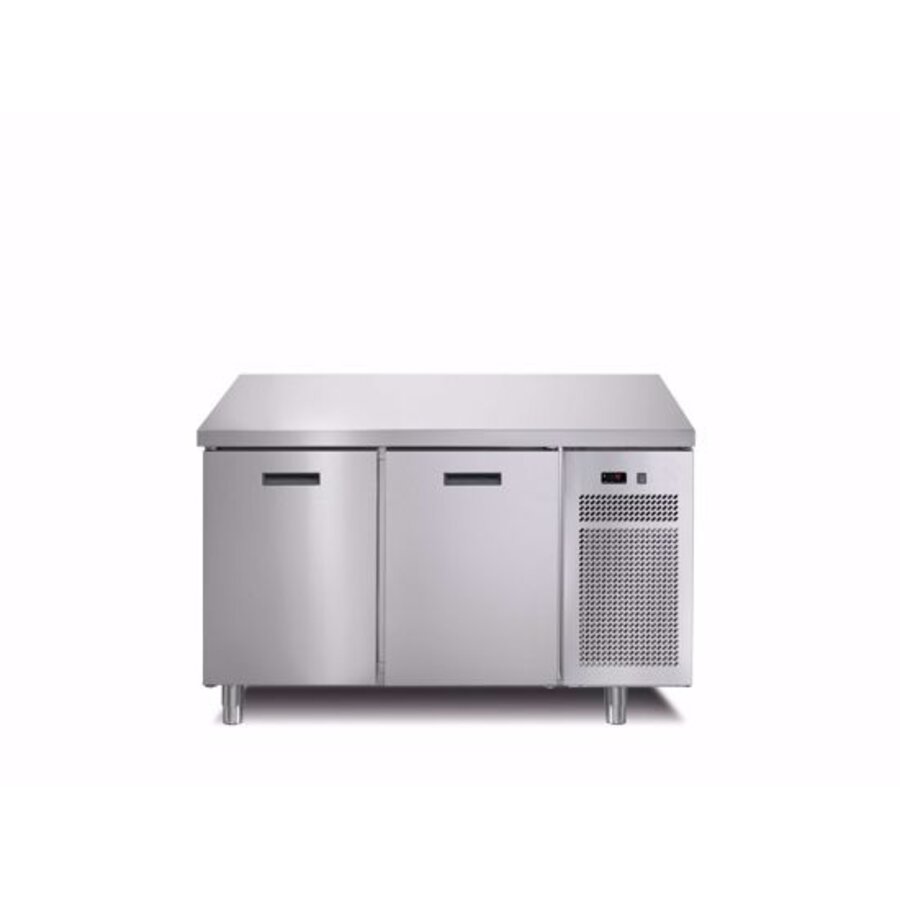 Refrigerated workbench - 126.6x70x90 cm - softline stainless steel 304 - 2 doors