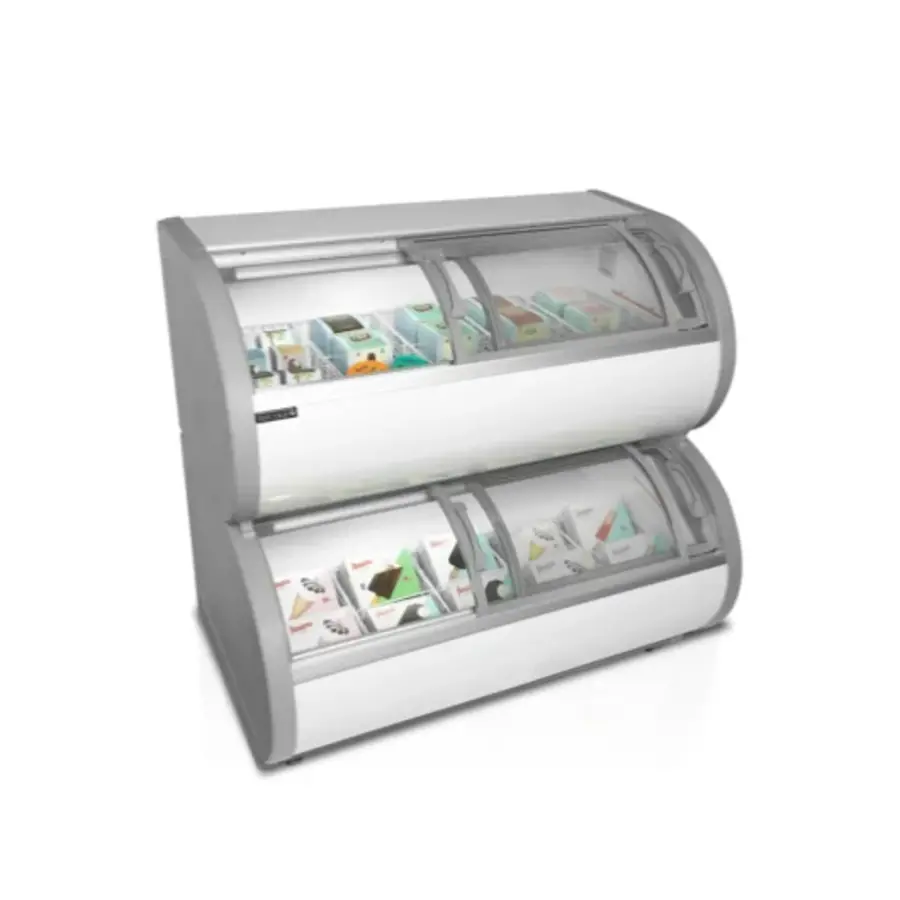 TD500 Freezer | 450L | Grey/White | Sliding lids | 2 levels | 1210x790x1213h)mm