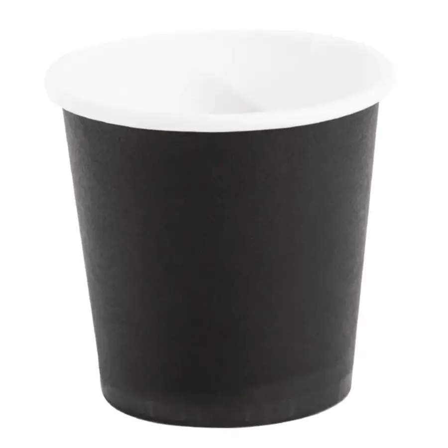 HorecaTraders Recycelbare Kaffeebecher Schwarz 12cl (1000 Stück)