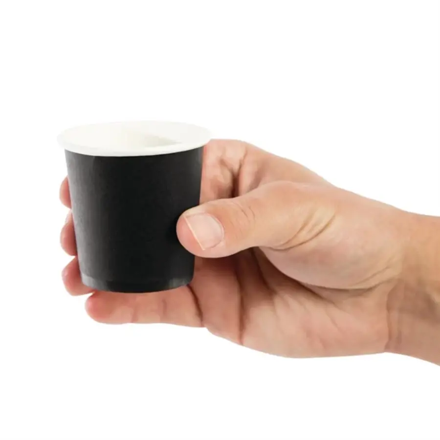HorecaTraders Recycelbare Kaffeebecher Schwarz 12cl (1000 Stück)