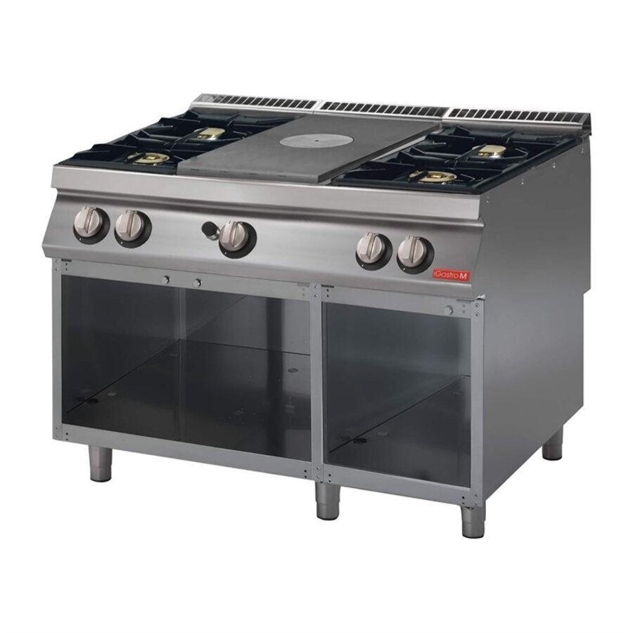Plaque de cuisson professionnelle avec four à gaz | 4 brûleurs