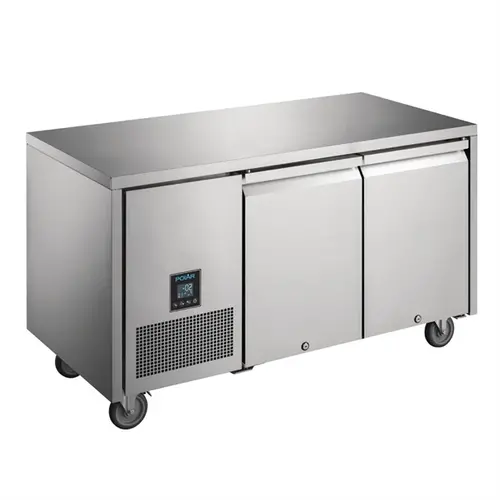  HorecaTraders Polar U-series two-door refrigerated workbench | 267L | Stainless steel 