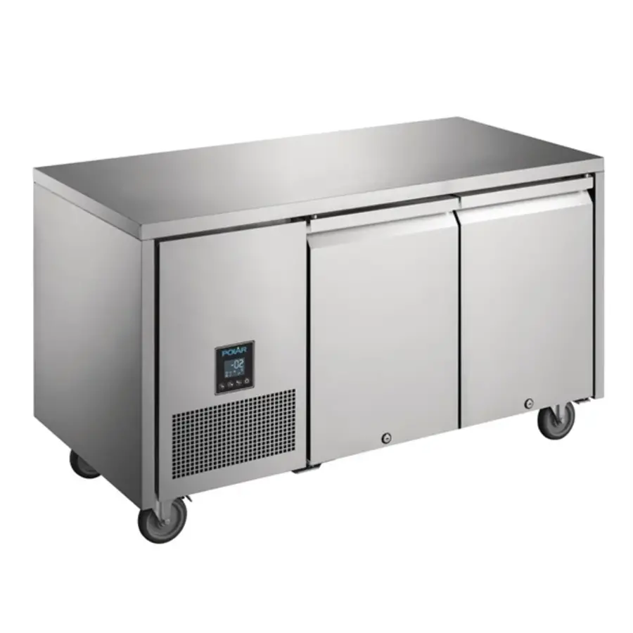 Polar U-series two-door refrigerated workbench | 267L | Stainless steel