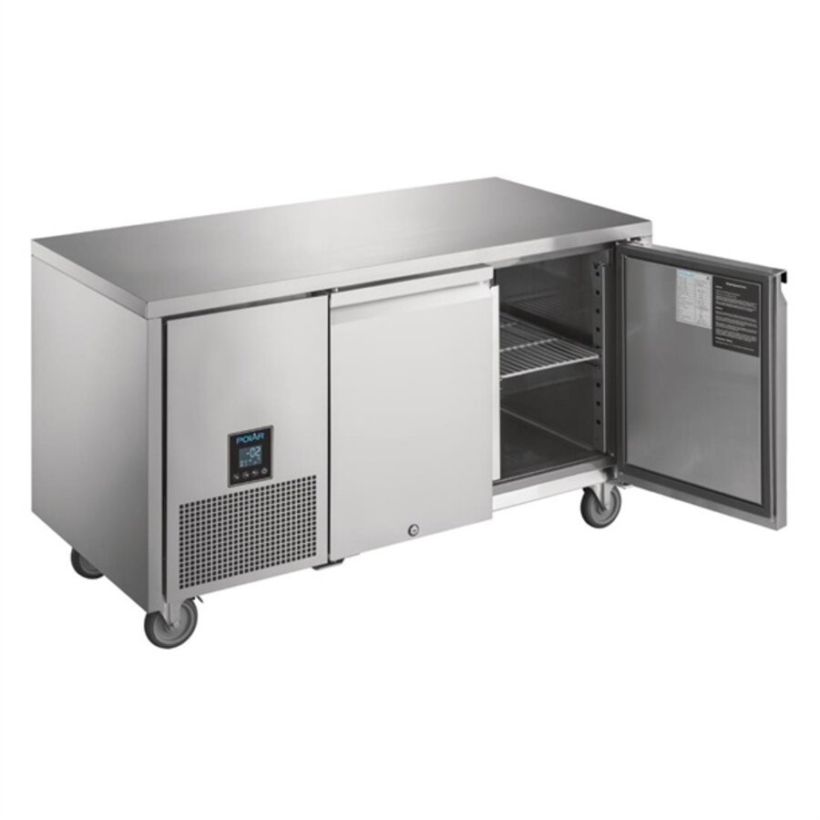 Polar U-Serie Kühlwerkbank mit zwei Türen | 267L | Edelstahl