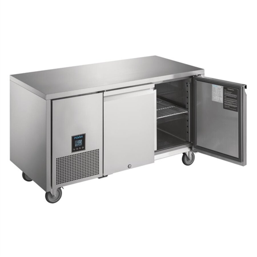 Polar U-series two-door refrigerated workbench | 267L | Stainless steel