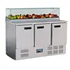 HorecaTraders Établi réfrigéré à 3 portes Polar série G avec vitrine | 436L | Acier inoxydable