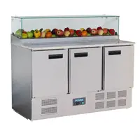 Établi réfrigéré à 3 portes Polar série G avec vitrine | 436L | Acier inoxydable