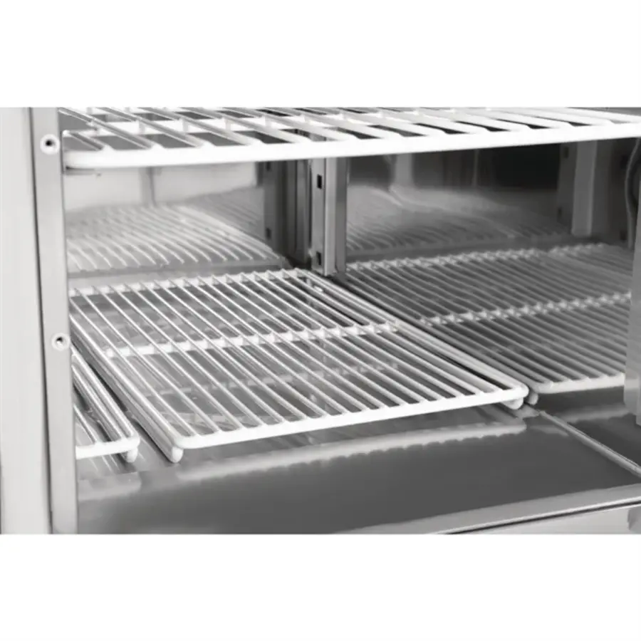 Établi réfrigéré à 3 portes Polar série G avec vitrine | 436L | Acier inoxydable