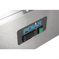 Polar G-series 3-door refrigerated workbench with surface-mounted display case | 436L | Stainless steel