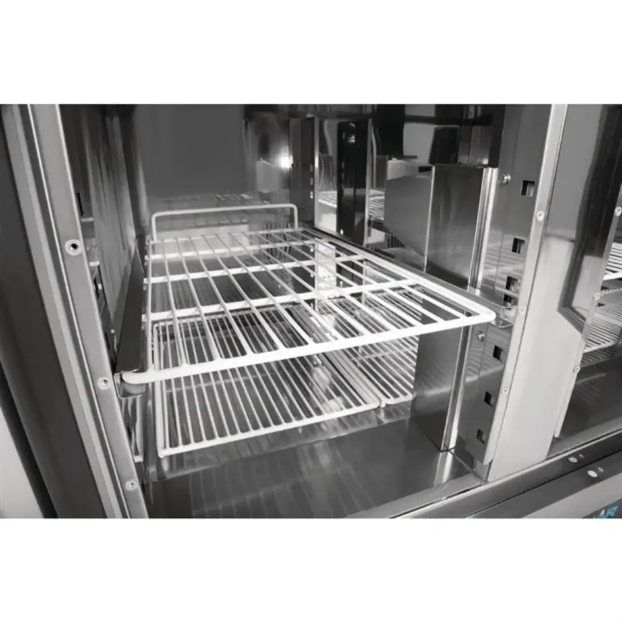 Établi réfrigéré à 3 portes Polar série G avec vitrine | 436L | Acier inoxydable