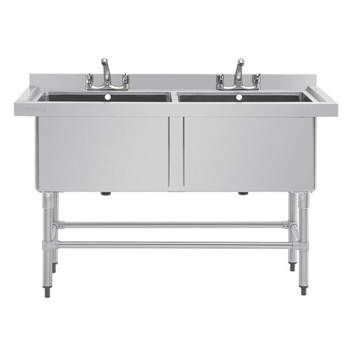  HorecaTraders Deep double stainless steel sink | 2x 100L | 90 x 141 x 60cm | 