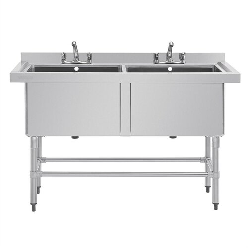  HorecaTraders Tiefe Doppelspüle aus Edelstahl | 2x 100L | 90 x 141 x 60 cm | 